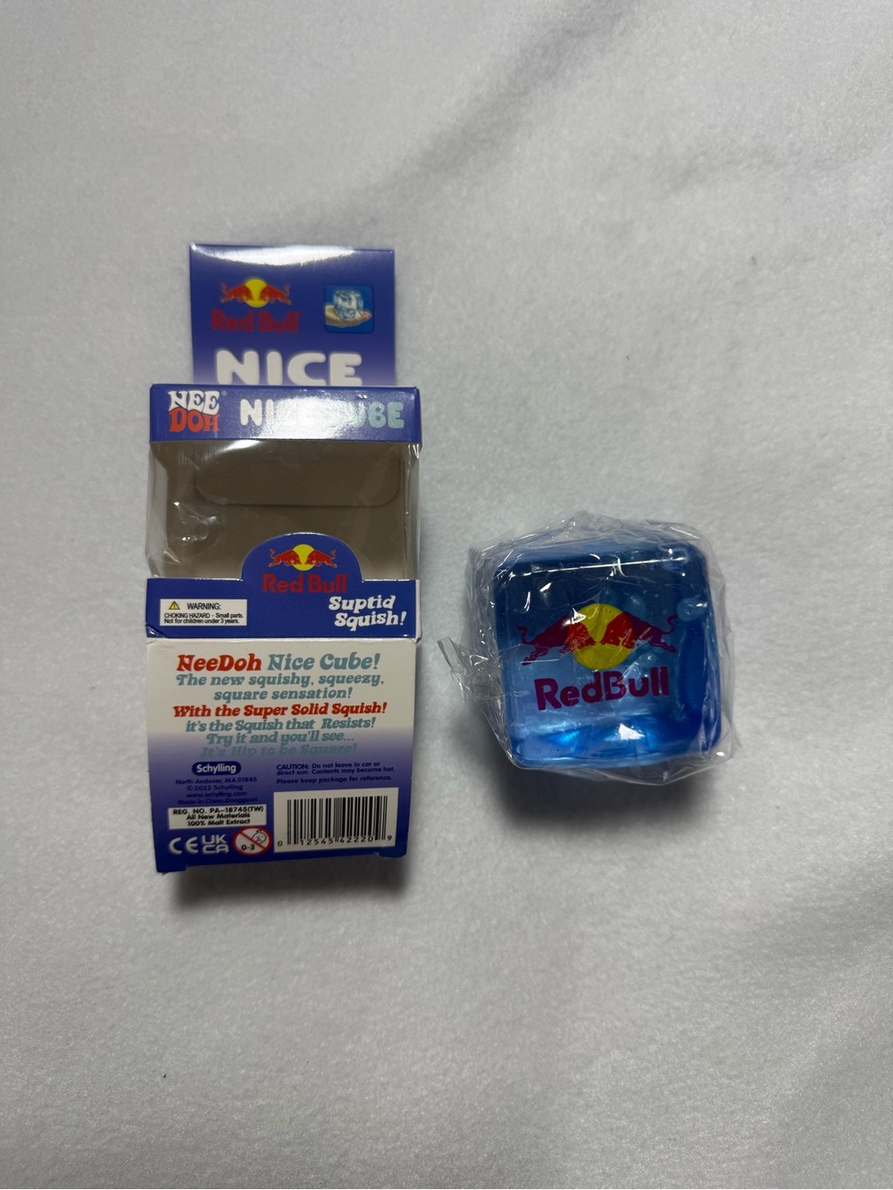 NeeDoh Nice Cube Red Bull Blue Super Solid Squish Sensory Fidget Toy